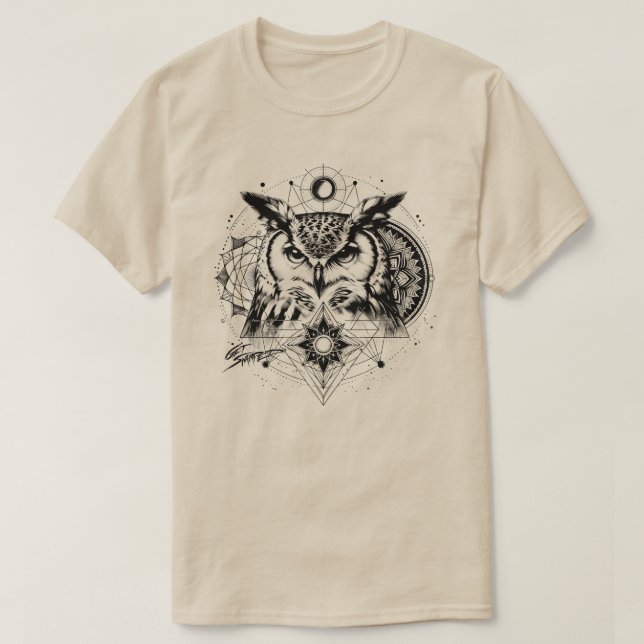 Get Swamped Owl Sacred Geometry T-Shirt (Design Front)