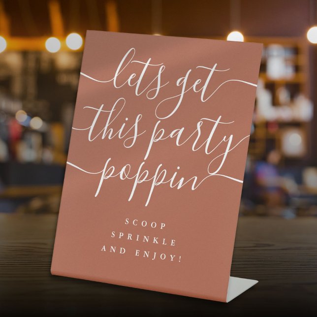 Get This Party Poppin Popcorn Bar Terracotta Pedestal Sign (Get This Party Poppin Popcorn Bar Terracotta Pedestal Sign)