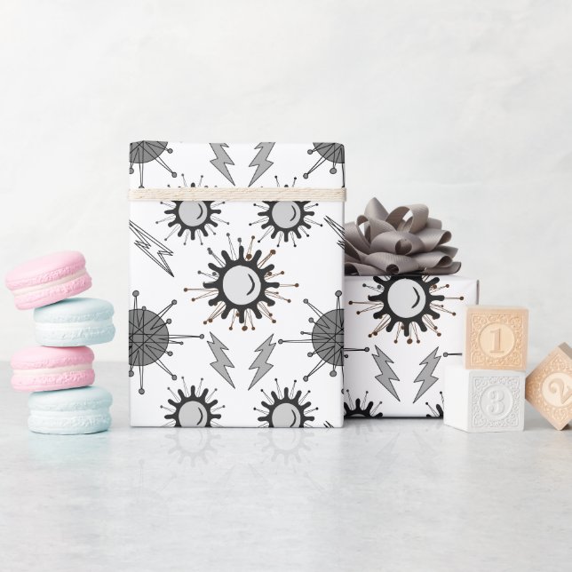 Get Those Super Powers Ready BAM! Lightning Bolts Wrapping Paper (Baby Shower)