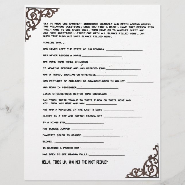 GET TO KNOW YOU GAME CUSTOM LETTERHEAD (Front)