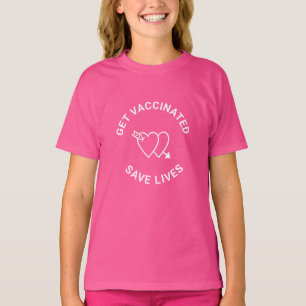 Get Vaccinated save lives cute hearts kids T-Shirt