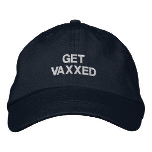 Get Vaxxed navy blue white custom text Embroidered Hat