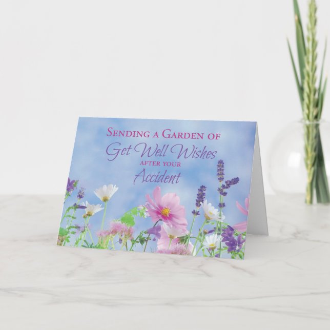 Get Well After Accident, Garden Flowers Card (Front)