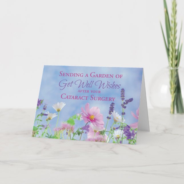 Get Well After Cataract Surgery, Garden Flowers Card (Front)