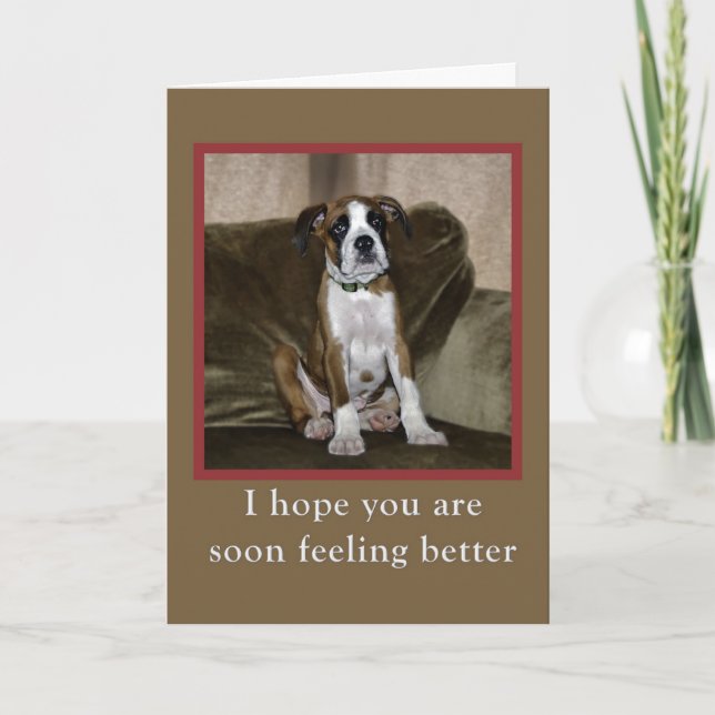 Get Well, boxer puppy Card (Front)