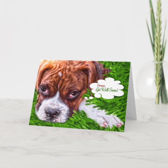 Get Well Card Boxer Puppy Painting (Front)