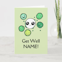Get Well Card Cute Virus and Cell Drawing Template