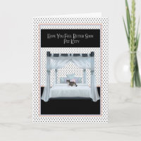 Get Well Card for Cat on Four Poster Bed