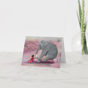 Get Well Card - Girl Giving First Aid To Elephant
