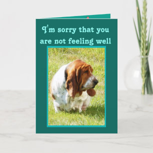 "Get Well" Card with Cute, but Sad Basset Hound