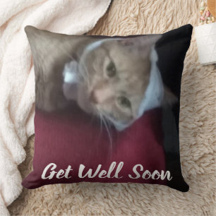 Get Well Cat Quote Humour Photo Cushion