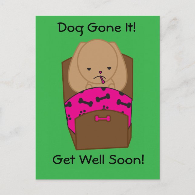 Get Well Dog Gone It Funny Personalise Postcard (Front)
