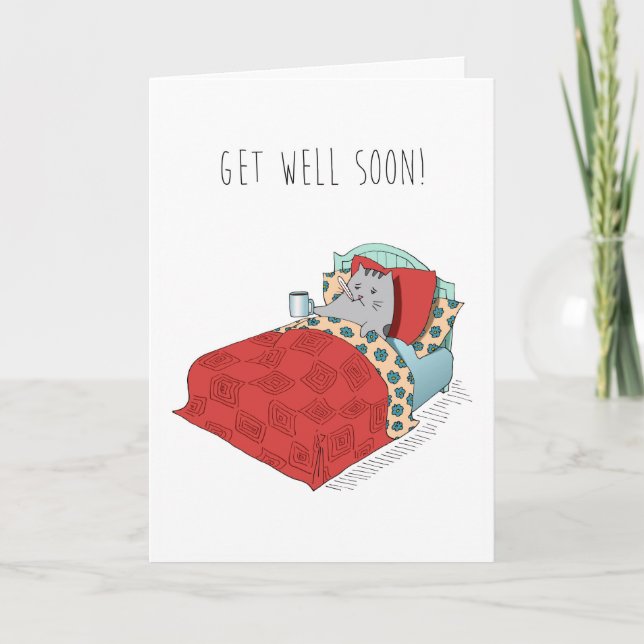 Get Well Feel Better Cold Flu Sick Cute Funny Card (Front)