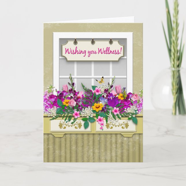 Get Well, Flowers in Window Box Card (Front)