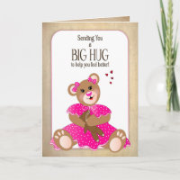 Get Well for Kids Girl Teddy Bear Hugging Bear Car