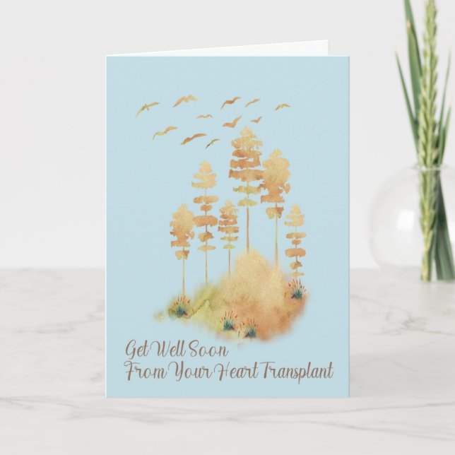 Get Well from Heart Transplant Surgery with Trees Card (Front)