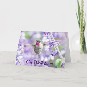 Get Well Hummingbird Pink and Purple Card