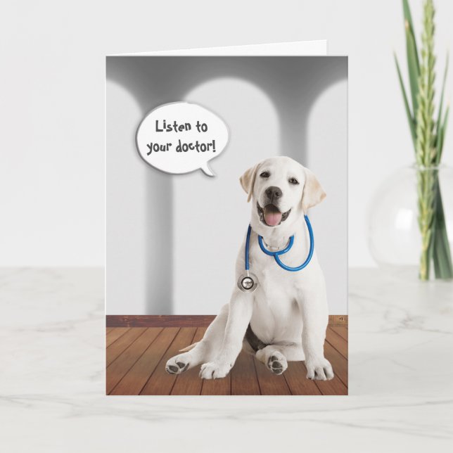 Get Well Retriever with Stethoscope Card (Front)