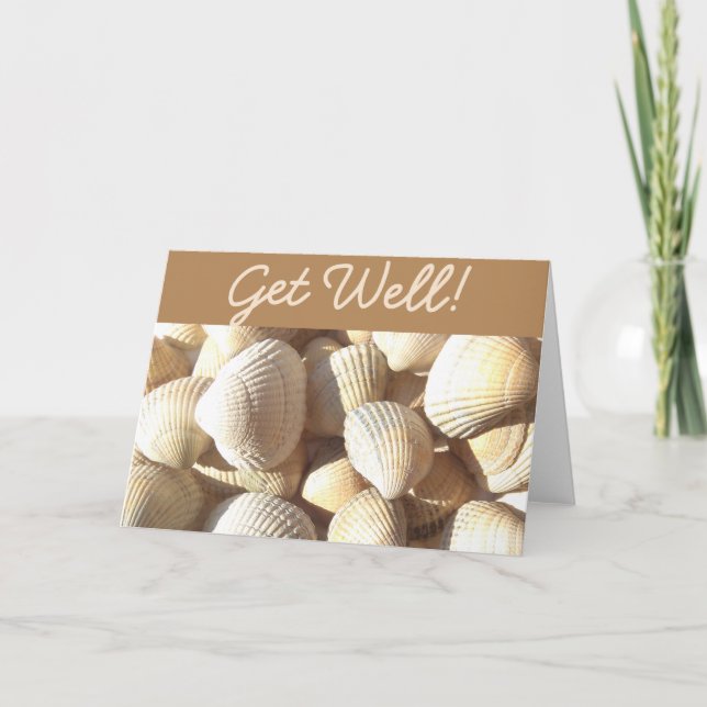 Get Well! Sea Shells Sunny Tropical Exotic Beach Card (Front)