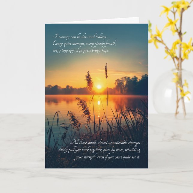 Get Well Sentimental Sunset Over the Lake Card (Yellow Flower)