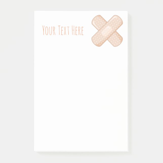 Get Well Soon Bandaid (Nurse Care Crossed Plaster) Post-it Notes (Front)