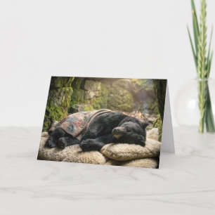 Get Well Soon Black Bear Sleeping Under a Quilt Card