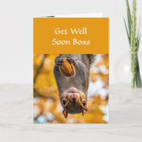 Get Well Soon Boss Fun Upside Down Squirrel