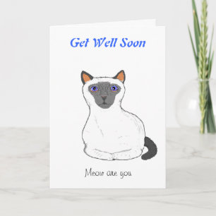 Get well soon card customise Cat drawing