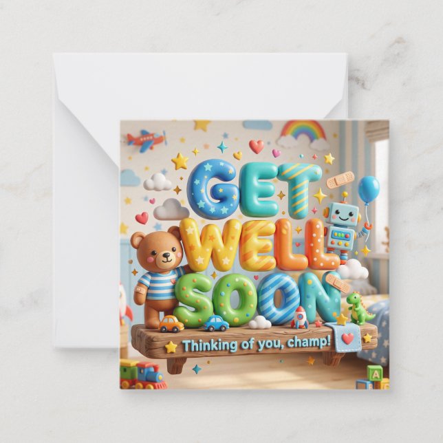 Get Well Soon Card for Boy #4 (Front)
