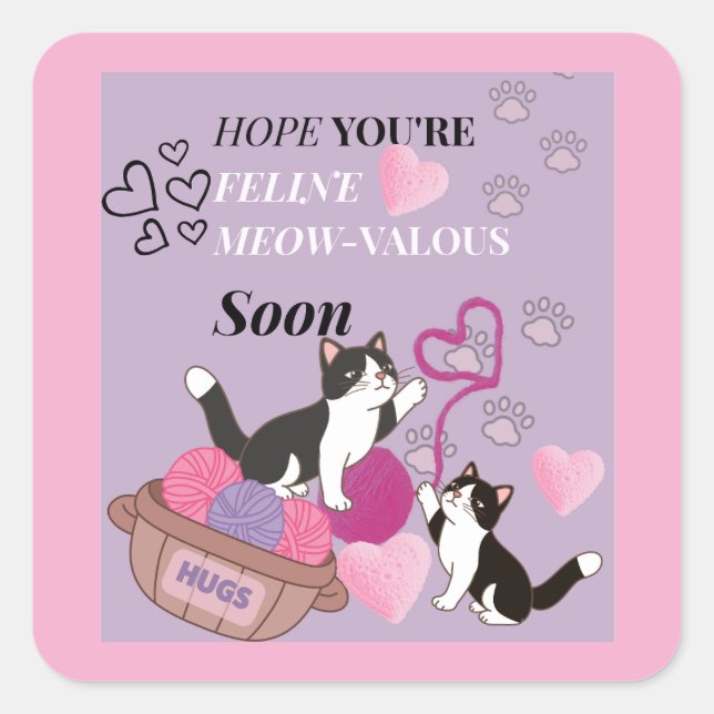 Get well soon Card Square Sticker (Front)