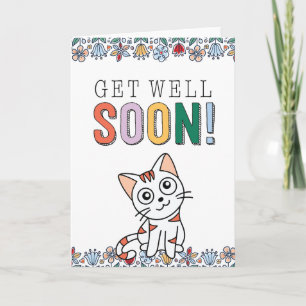 Get Well Soon Card With Cute Cat