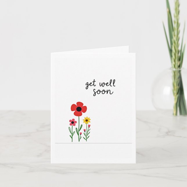 Get Well Soon Card With Flowers (Front)