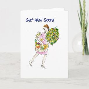 Get Well Soon Card with fruit and flowers