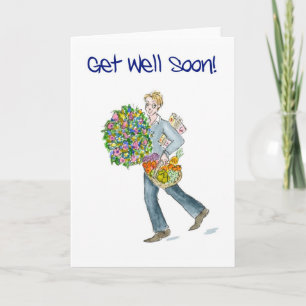 Get Well Soon Card with fruit and flowers