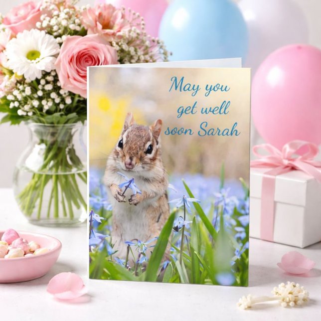 Get well soon chipmunk theme card (Creator Uploaded)