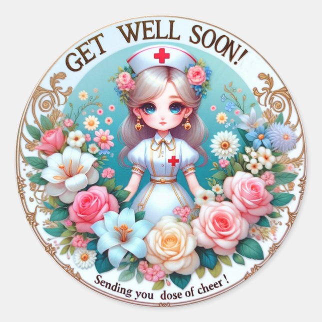 Get Well Soon Classic Round Sticker (Front)