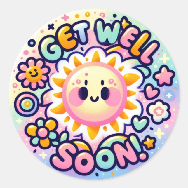 Get Well Soon Classic Round Sticker (Front)