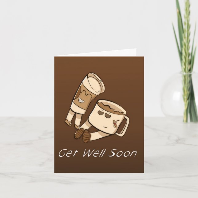 Get Well Soon Coffee Pair Greeting Card (Front)