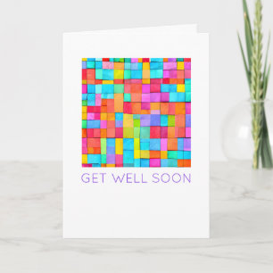 GET WELL SOON Colourful Abstract Art Modern Fun Card
