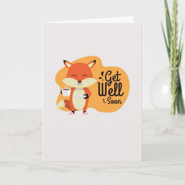 Get Well Soon Cute Fox Cards (Front)