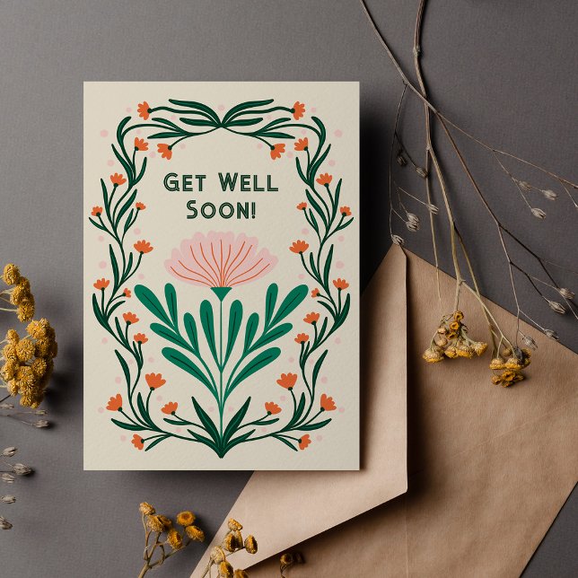 Get well soon Elegant Floral Frame Card (Creator Uploaded)