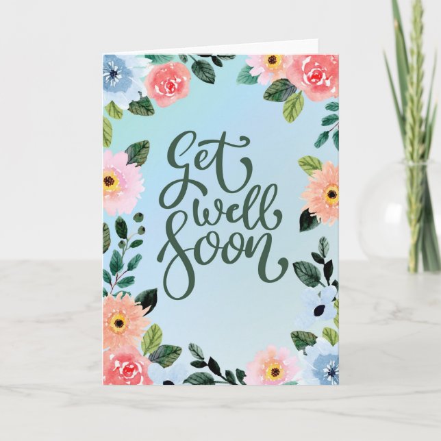 Get Well Soon - floral Card (Front)