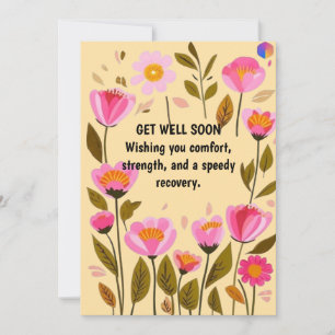Get Well Soon Floral Card Pink Flowers Recovery