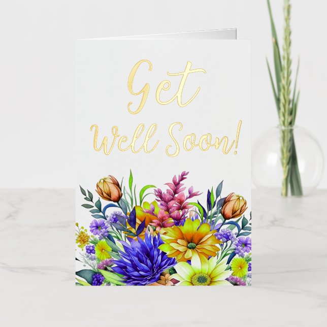 Get Well Soon Foil Greeting Card (Front)
