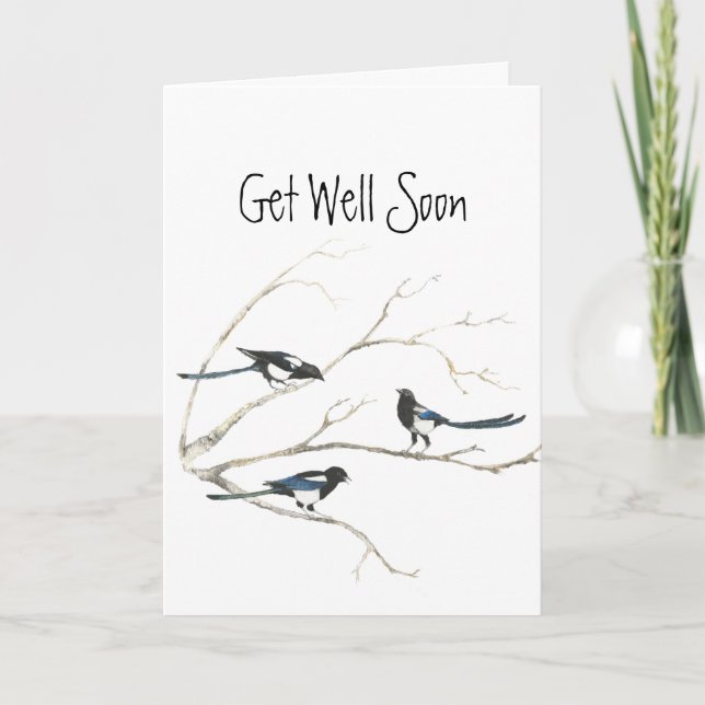 Get Well Soon, From the Gang of Magpies Birds Card (Front)