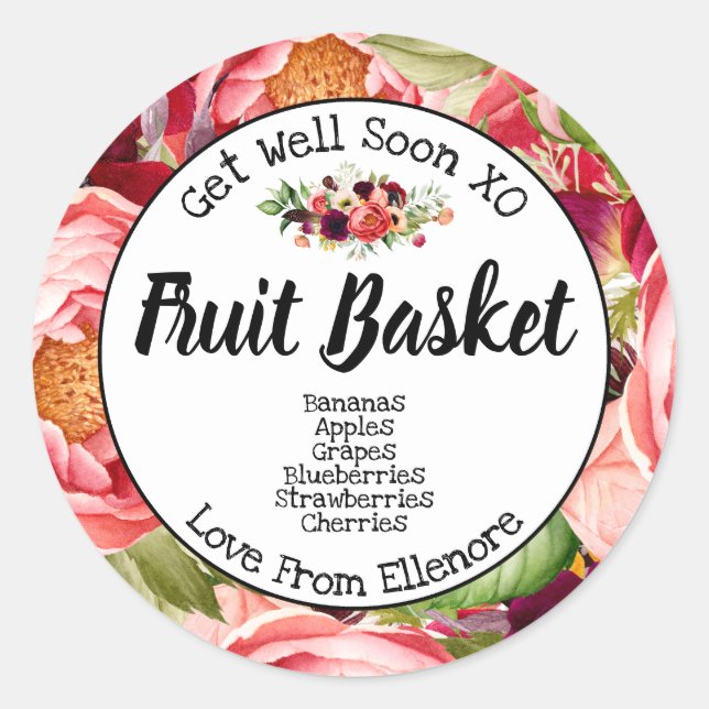 Get Well Soon Fruit Basket Label (Front)