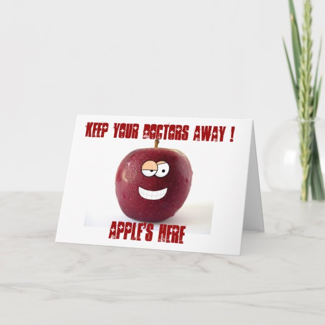 Get well soon  funny apple doctor card (Front)