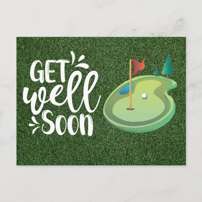 Get well soon Golfer with two golf course  Postcard (Front)