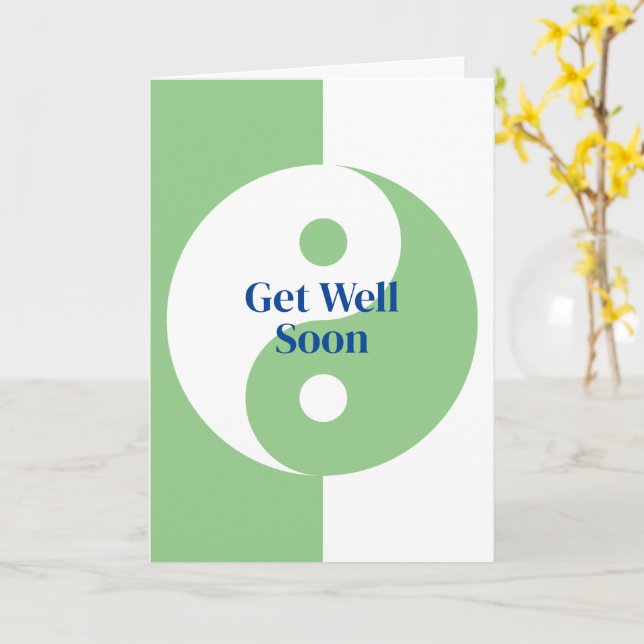 Get Well Soon greeting card with coloured Yin Yang (Yellow Flower)