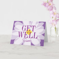 Get Well Soon greeting card with flower design